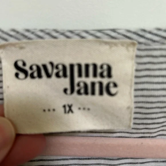 Savanna Jane Floral Embroidered Striped Blouse - Picture 2 of 3